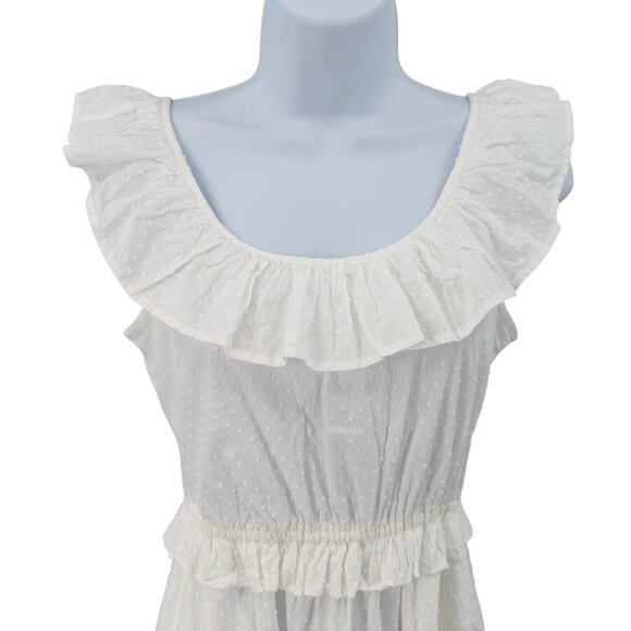 J.Crew Tank Dress W/White SZ OP Sleeveless Midi WMNS Ruffled Scoop Neck Layered - Picture 2 of 11